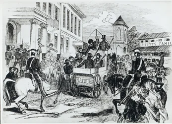 Arrival of the Government Conveyance at the Colonial Treasury, Sydney, on 21st August 1851, from 